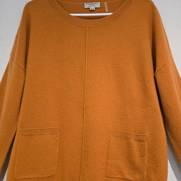 Repeat Burnt Orange 100% Cashmere Oversized Pullover Front Pockets, Sz 38 / US S - Picture 4 of 7